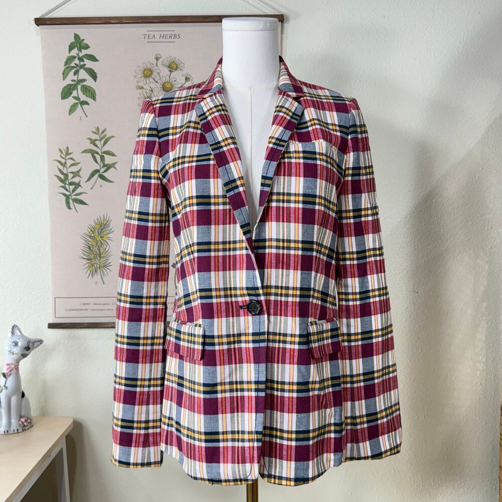 J. Crew Regent Plaid Madras Blazer Jacket Heritage Academia Preppy Classic 4